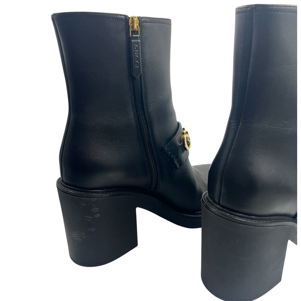 Gucci Logo Leather Platform Ankle Boots Black 40‎ - Picture 12 of 16